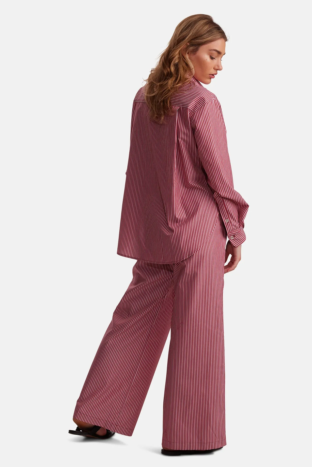 Lily Poplin Boyfriend Shirt Red/White Stripe sold by Blue & Cream product image thumbnail 5