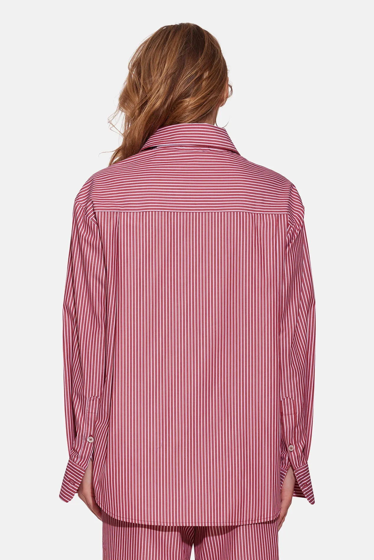 Lily Poplin Boyfriend Shirt Red/White Stripe sold by Blue & Cream product image thumbnail 3