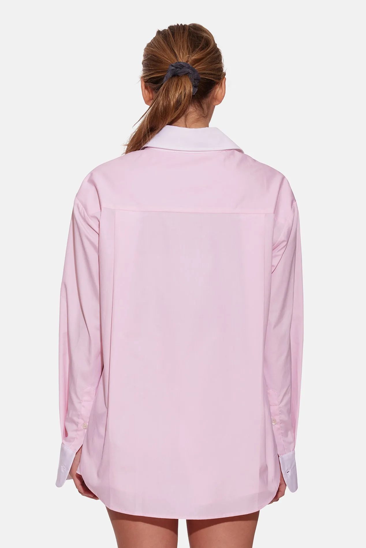 Lily Poplin Boyfriend Shirt Pink W/ White Collar sold by Blue & Cream product image thumbnail 3