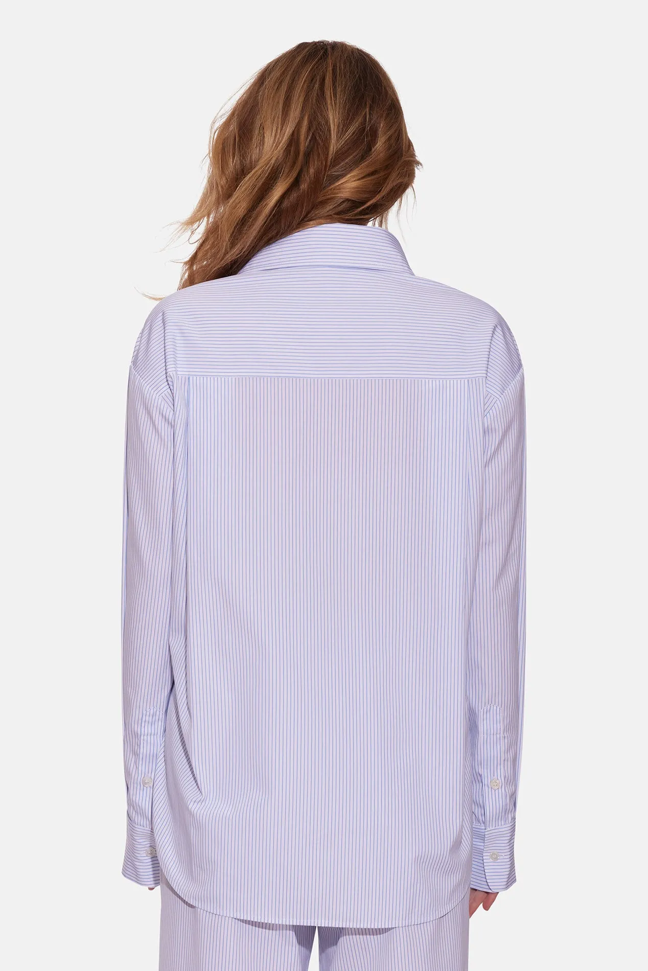 Lily Poplin Boyfriend Shirt Blue/White Stripe sold by Blue & Cream product image thumbnail 3