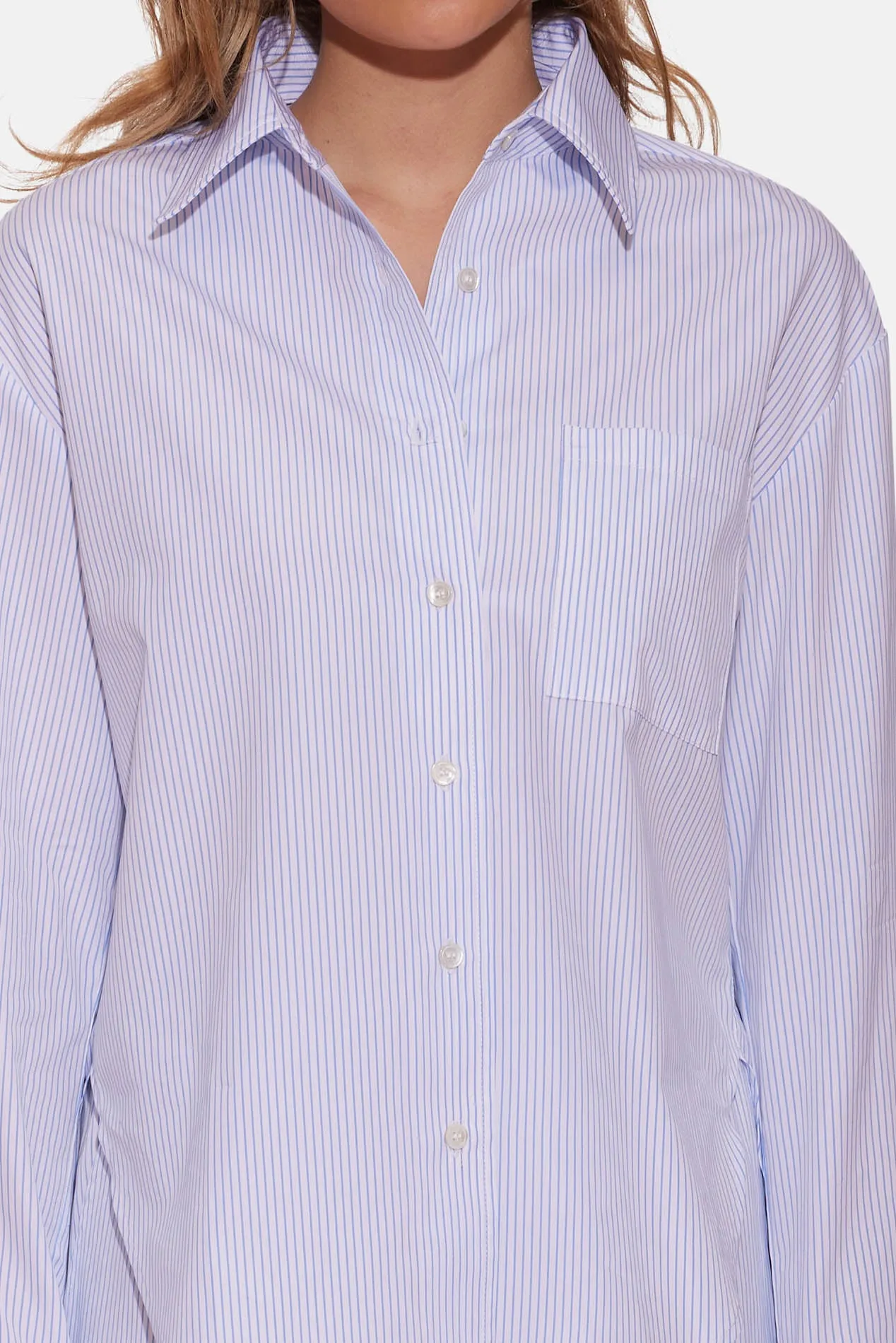 Lily Poplin Boyfriend Shirt Blue/White Stripe sold by Blue & Cream product image thumbnail 5