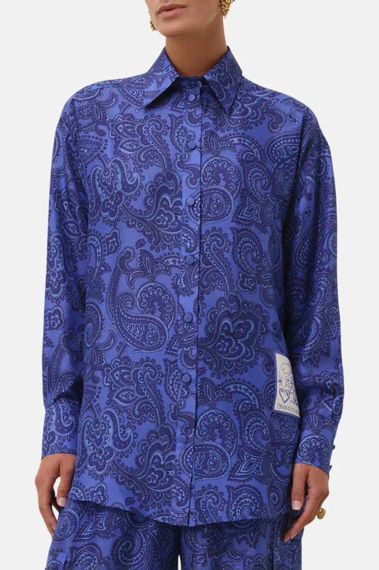 Ottie Relaxed Shirt Blue Paisley sold by Blue & Cream
