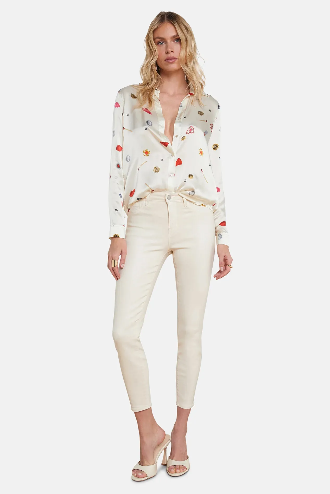 Tyler Silk Blouse Champagne Multi Heart Jewel sold by Blue & Cream product image thumbnail 2