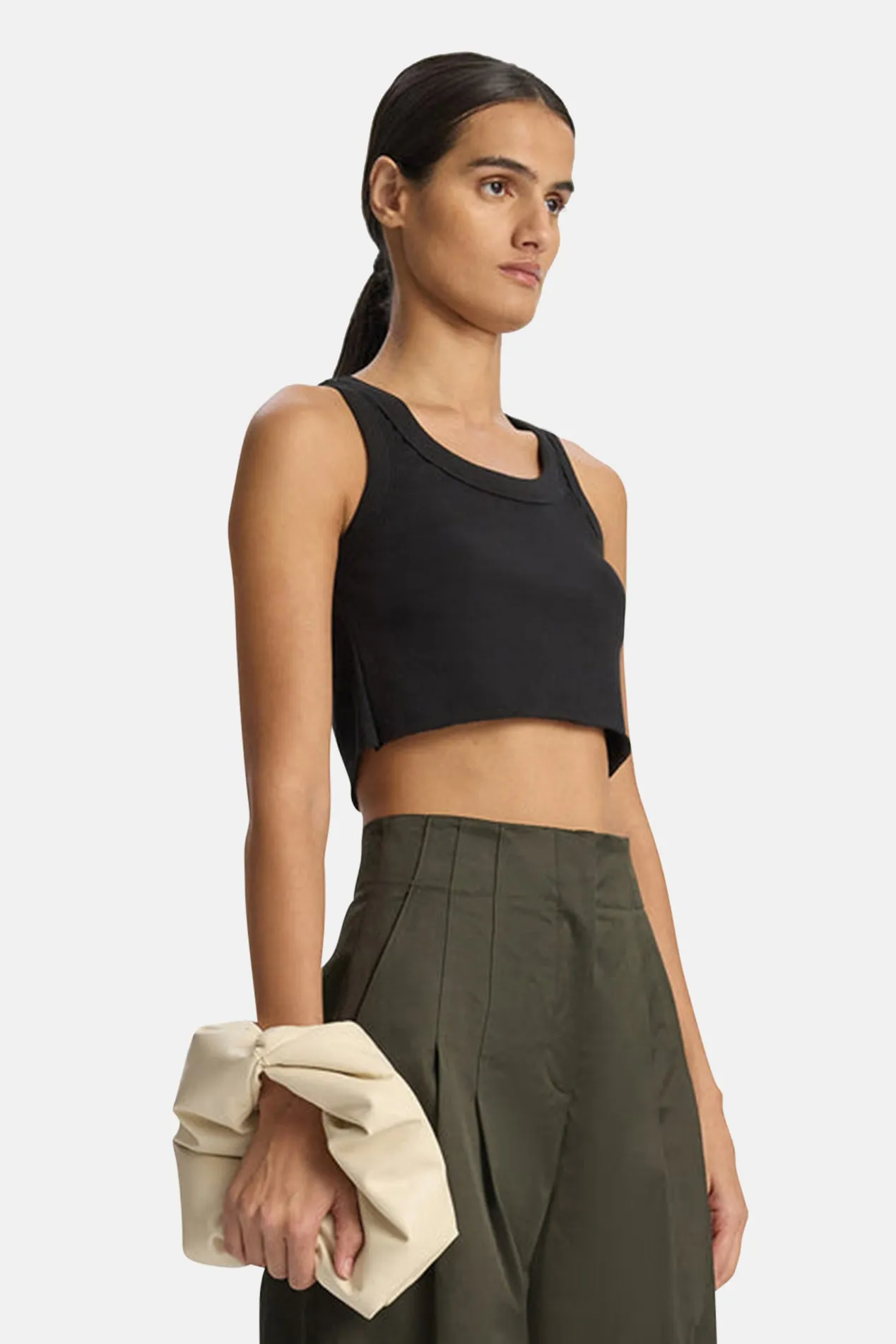 Halsey Cropped Cotton Rib Tank Black sold by Blue & Cream product image thumbnail 2