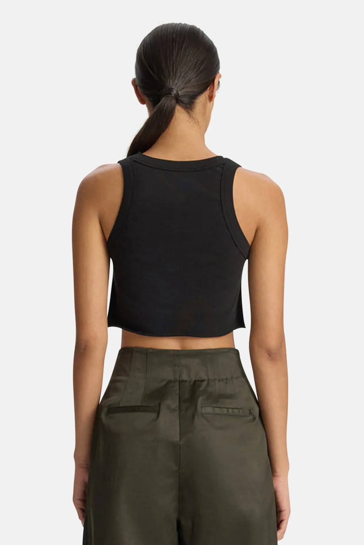 Halsey Cropped Cotton Rib Tank Black sold by Blue & Cream product image thumbnail 3