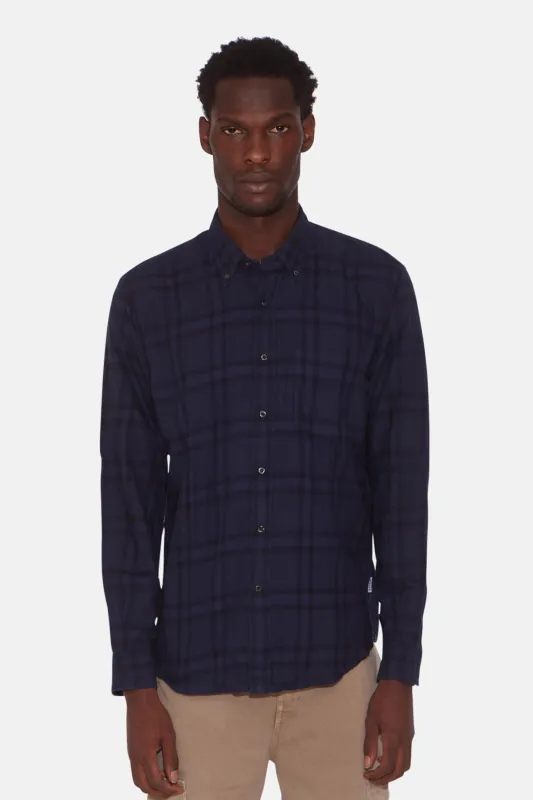 Robert Plaid Flannel Shirt Navy sold by Blue & Cream