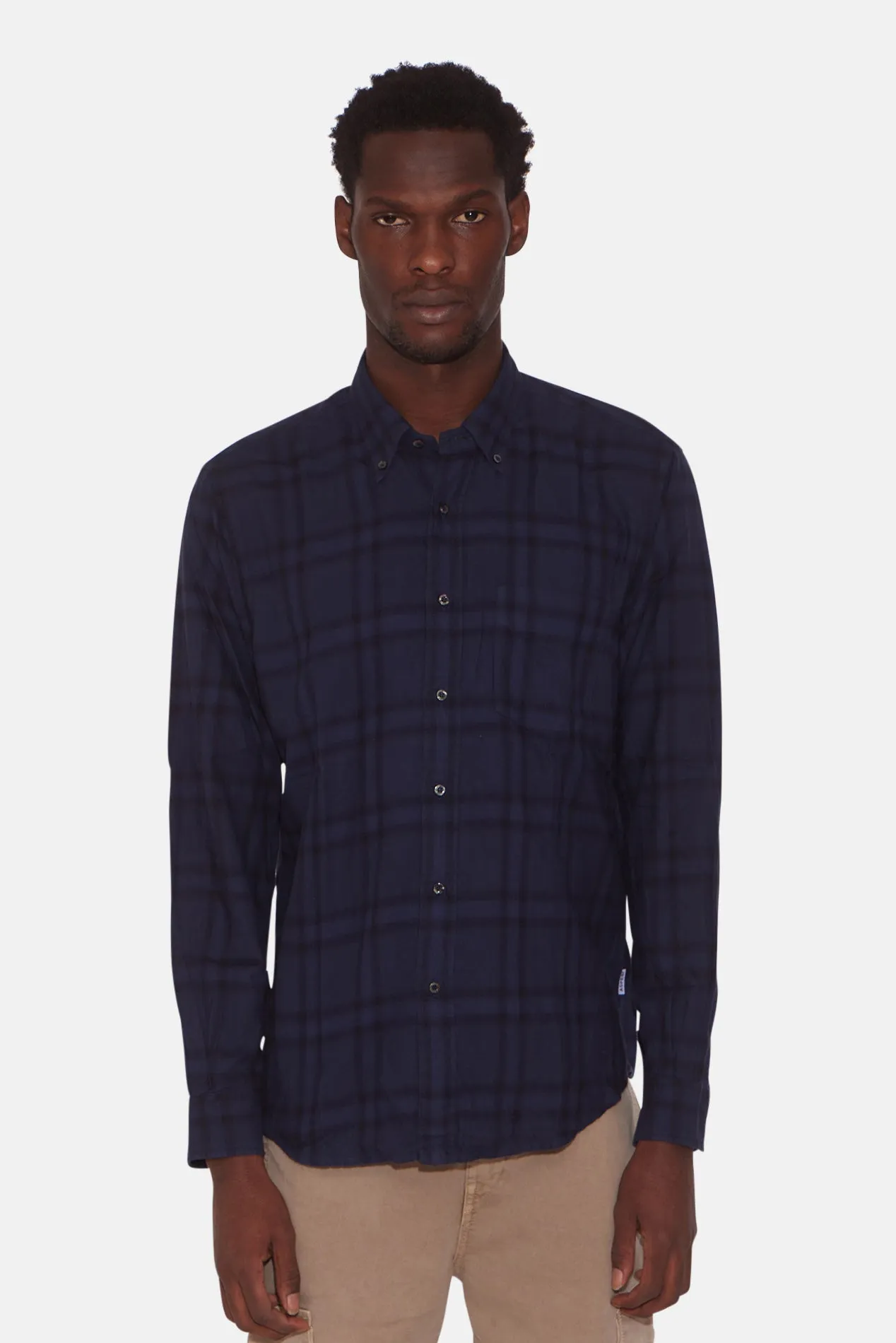 Robert Plaid Flannel Shirt Navy sold by Blue & Cream