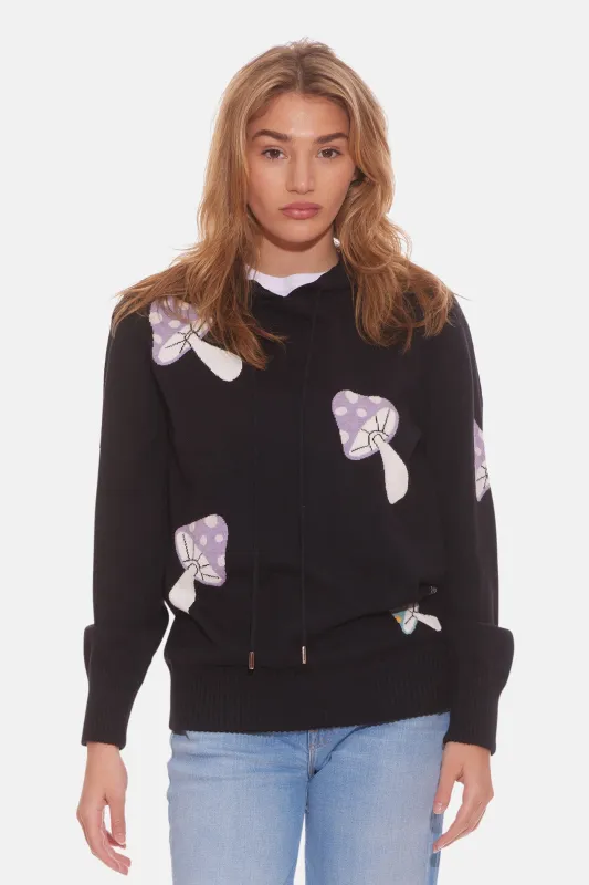 Women's Mushroom Intarsia Pullover Hoodie Multi sold by Blue & Cream