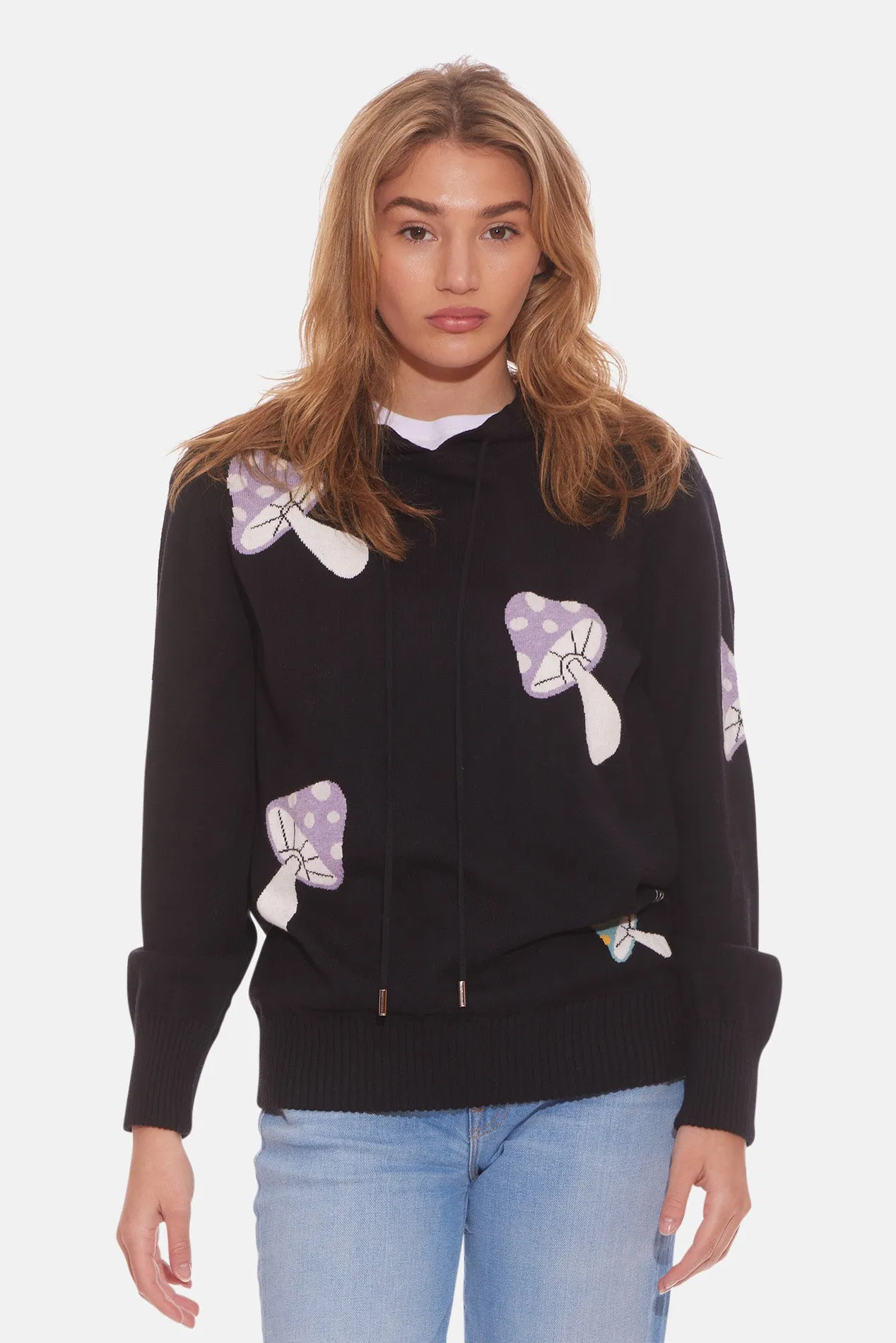 Women's Mushroom Intarsia Pullover Hoodie Multi sold by Blue & Cream