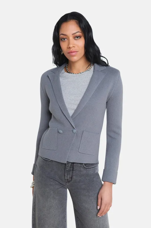 Sofia Knit Blazer Shadow Grey sold by Blue & Cream