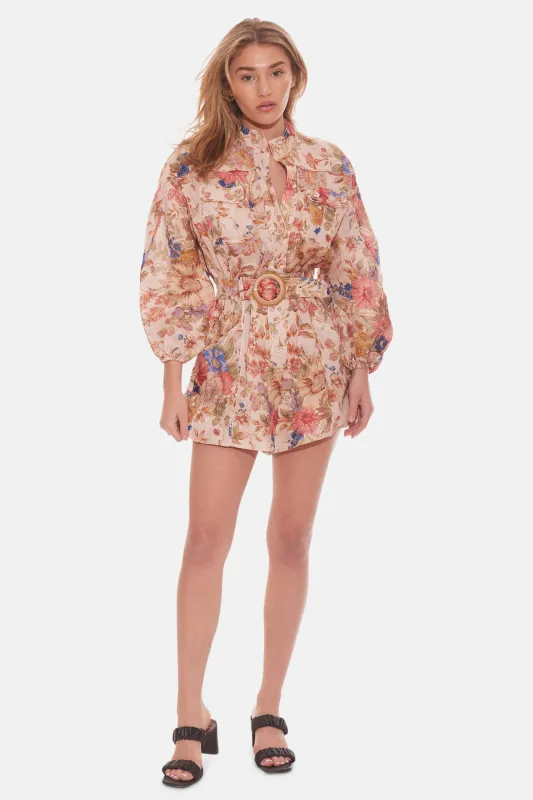 August Panelled Playsuit Cream Floral sold by Blue & Cream