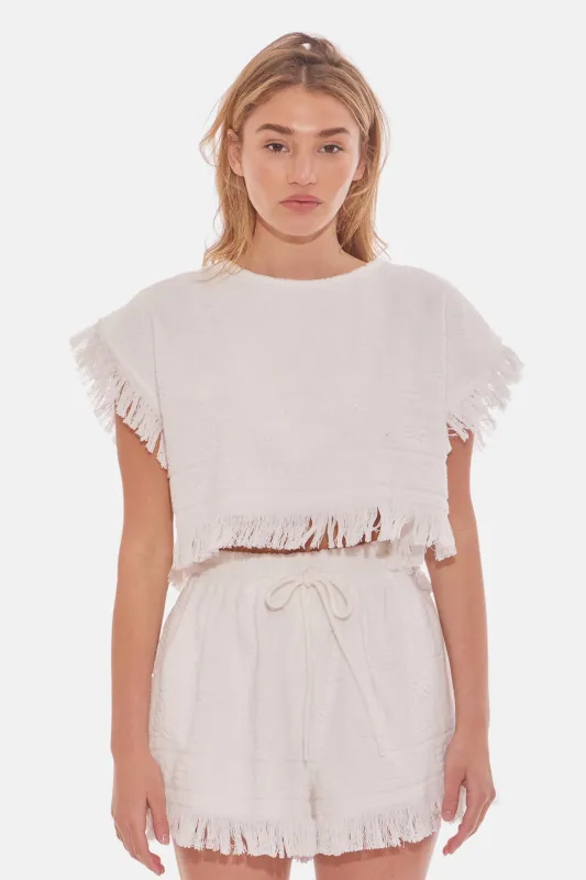 Alight Toweling Crop Ivory sold by Blue & Cream