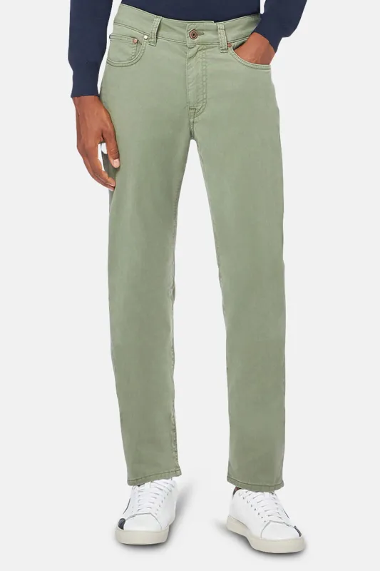 5 Pocket Cotton/Silk Trouser Olive sold by Blue & Cream