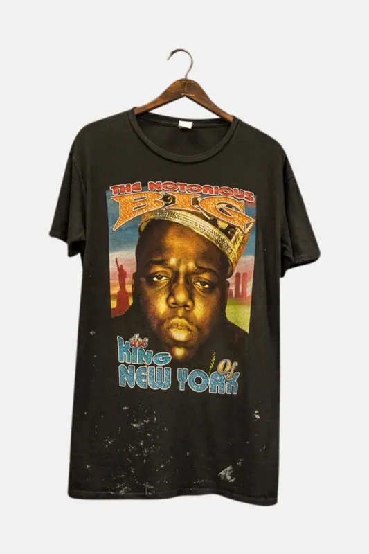 Notorious BIG Oversized Tee Dress Coal Pigment sold by Blue & Cream