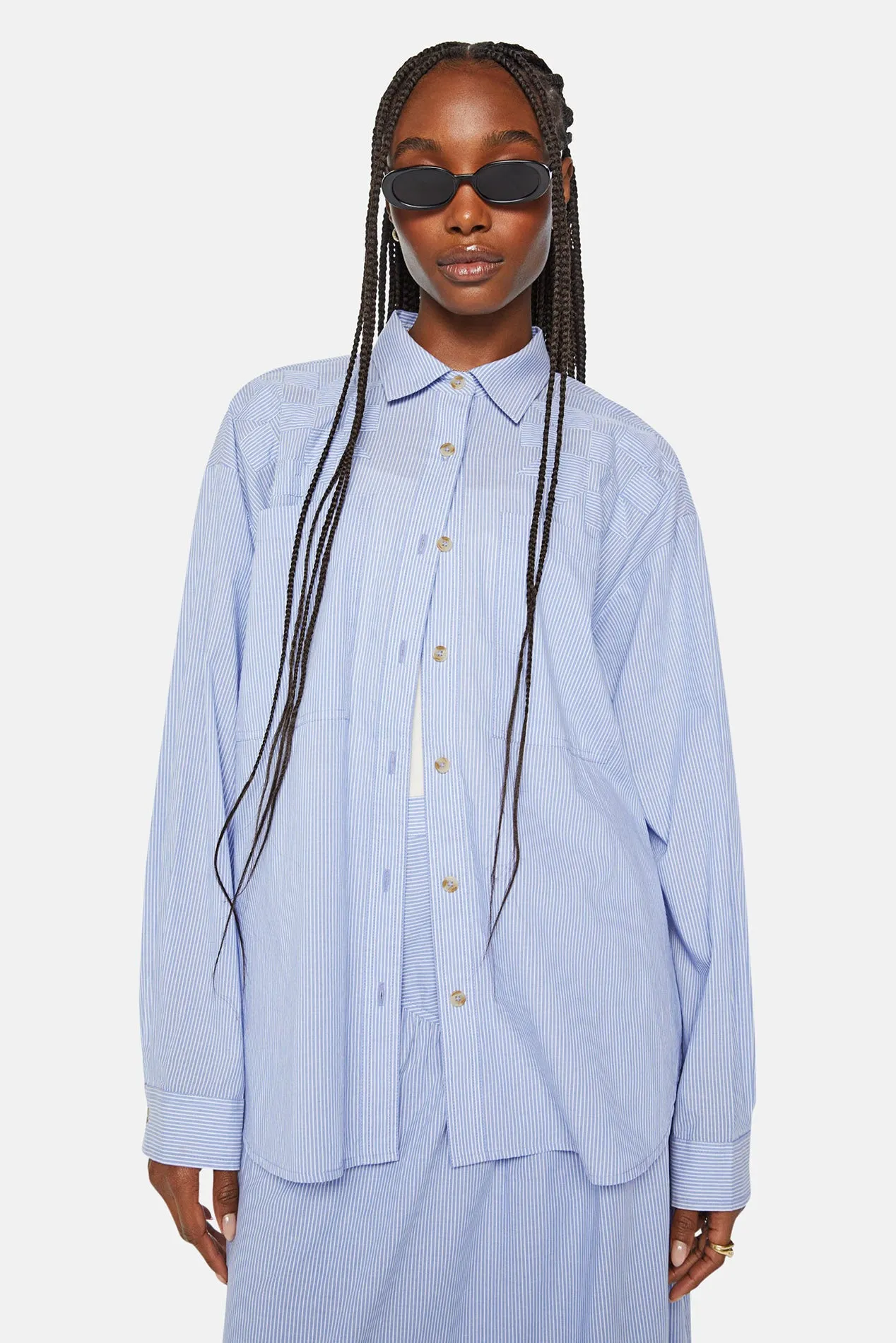 The Roomie Pocket Button Down Chalet Stripe sold by Blue & Cream