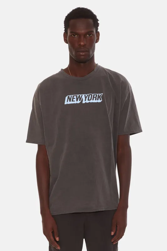New York Tee Vintage Black/Sky Blue sold by Blue & Cream