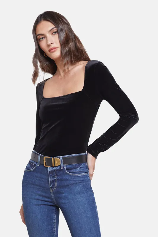 Kinley Long Sleeve Square Neck Top Black sold by Blue & Cream