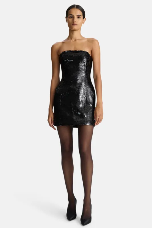 Elsie Strapless Sequin Mini Dress Black made by A.L.C.