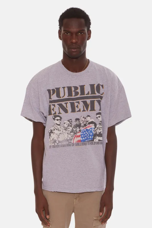 Distressed Public Enemy Tee Grey sold by Blue & Cream