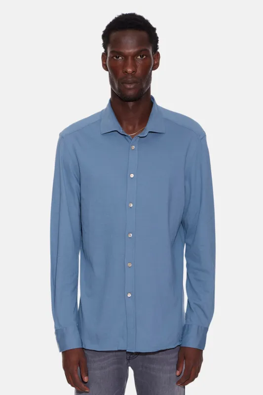 Jersey Cotton Button Up Shirt Blue sold by Blue & Cream