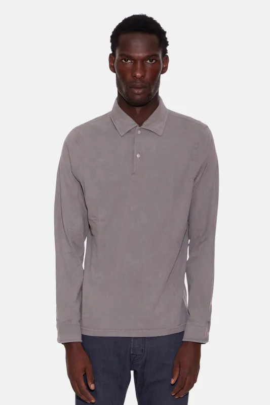 Luigi Long Sleeve Polo Carbon sold by Blue & Cream