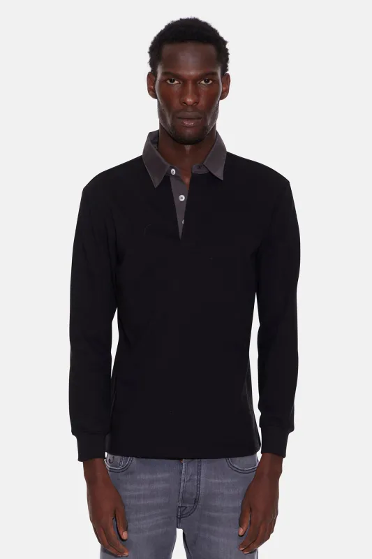 Solid Rugby Black W/ Charcoal Collar sold by Blue & Cream