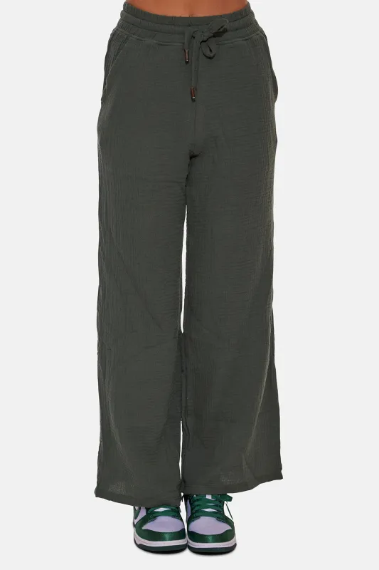 Wendy Gauze Wide Leg Pant Basil sold by Blue & Cream