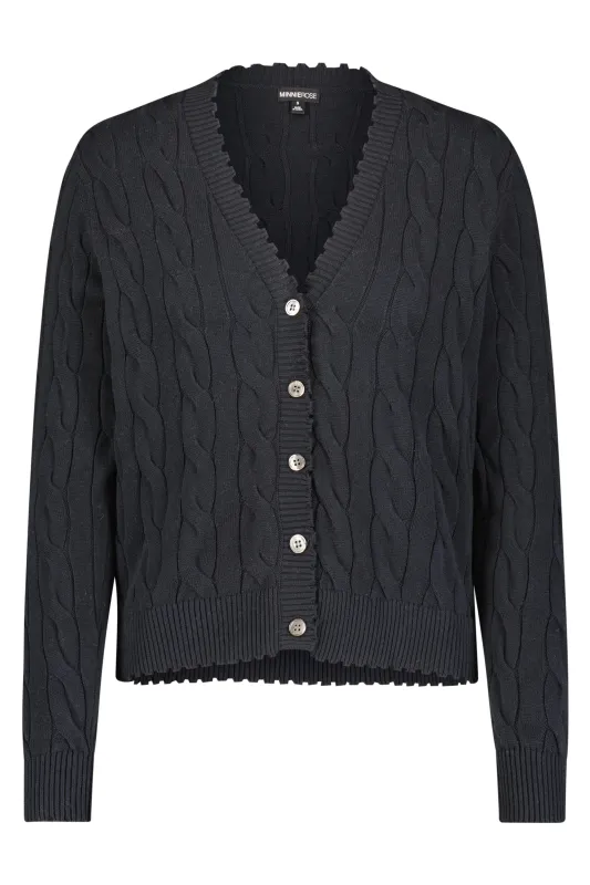 Cotton Cable Cardigan Black sold by Blue & Cream