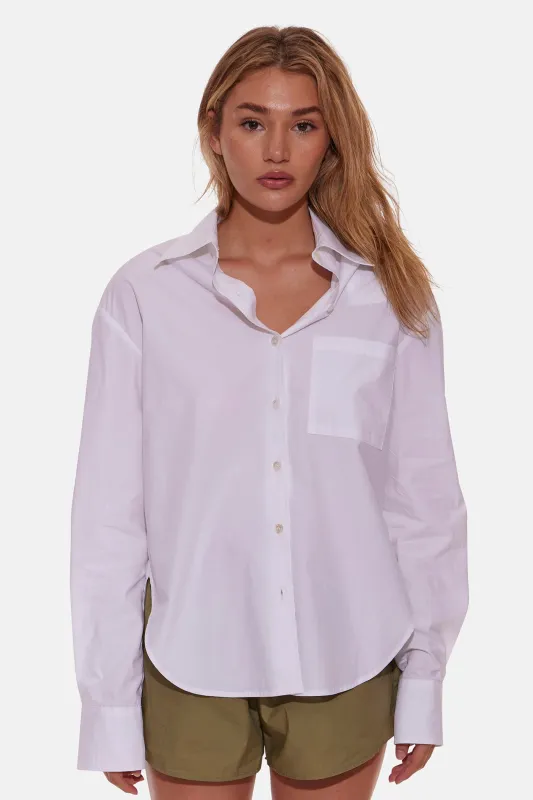 Poppy Buttondown Poplin Shirt White sold by Blue & Cream