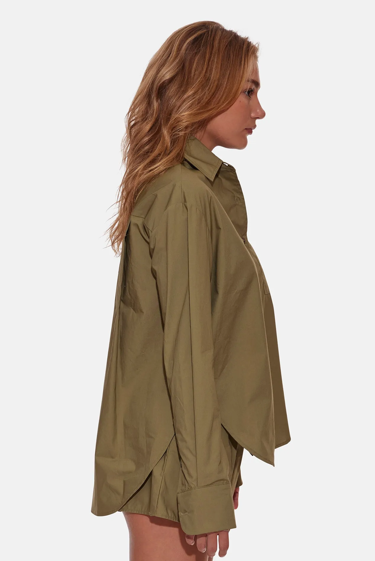 Poppy Buttondown Poplin Shirt Olive sold by Blue & Cream product image thumbnail 2