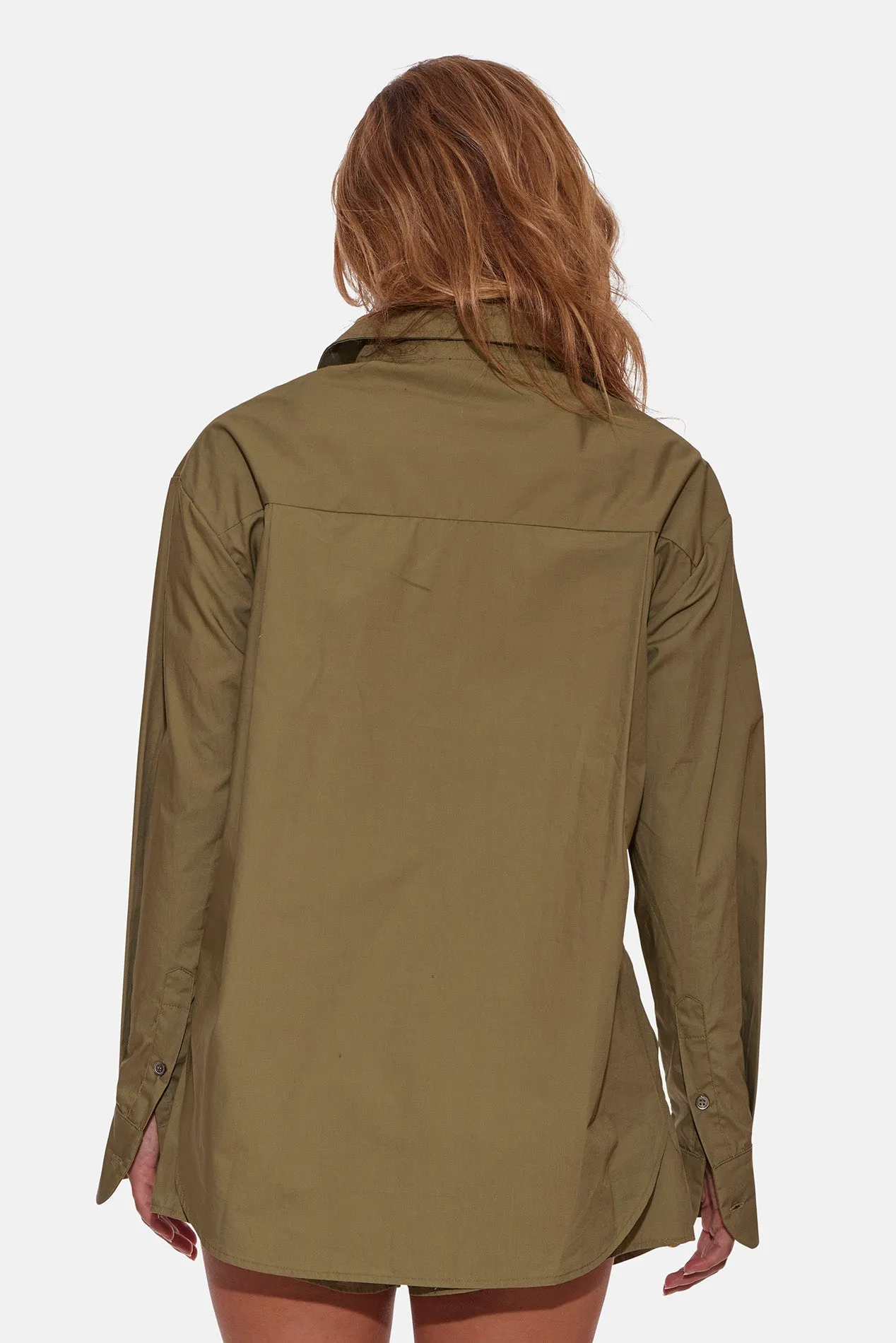 Poppy Buttondown Poplin Shirt Olive sold by Blue & Cream product image thumbnail 3