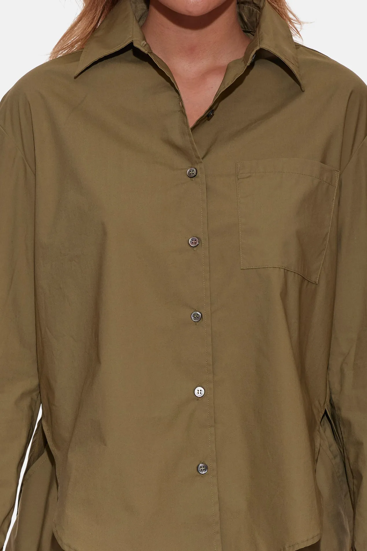 Poppy Buttondown Poplin Shirt Olive sold by Blue & Cream product image thumbnail 4