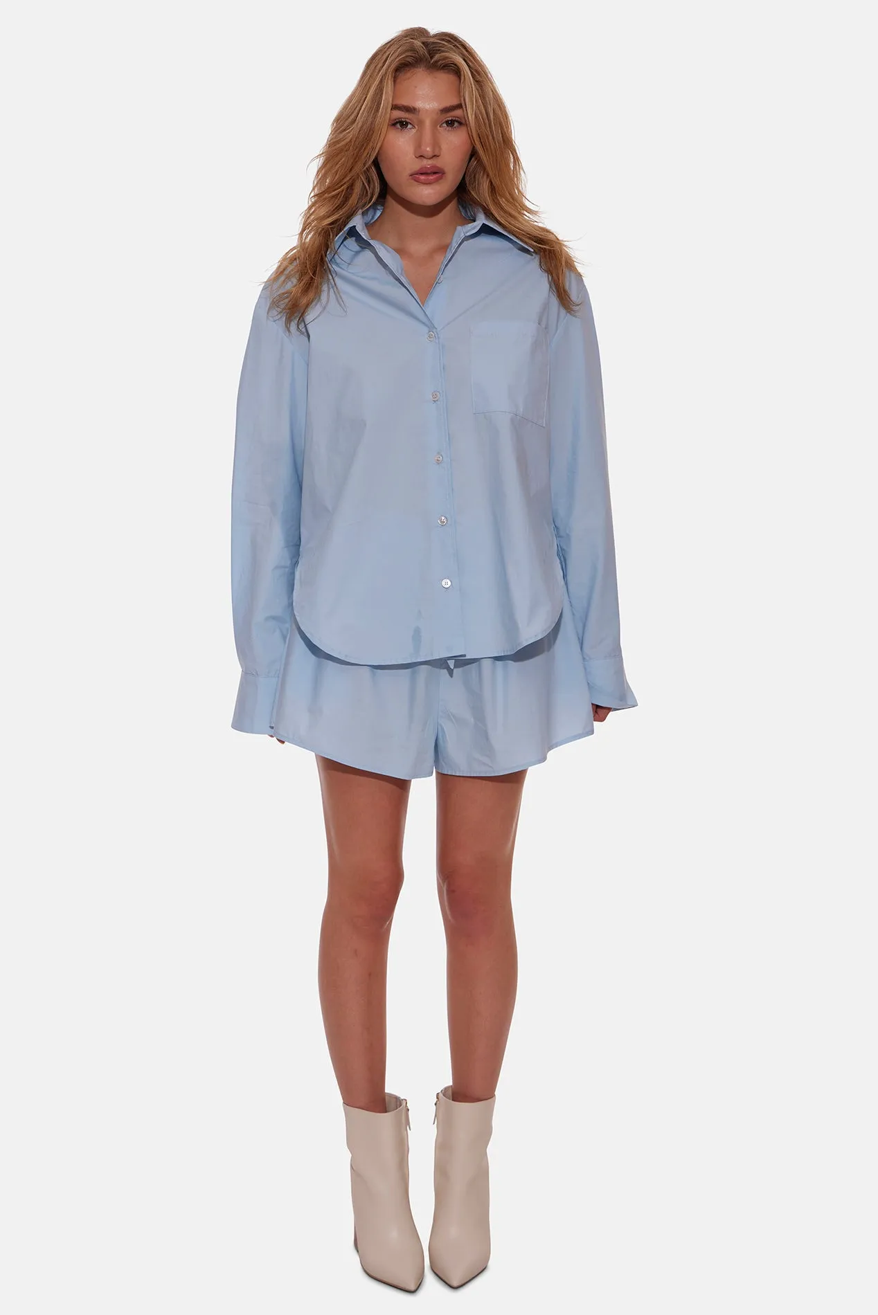 Poppy Buttondown Poplin Shirt Blue sold by Blue & Cream