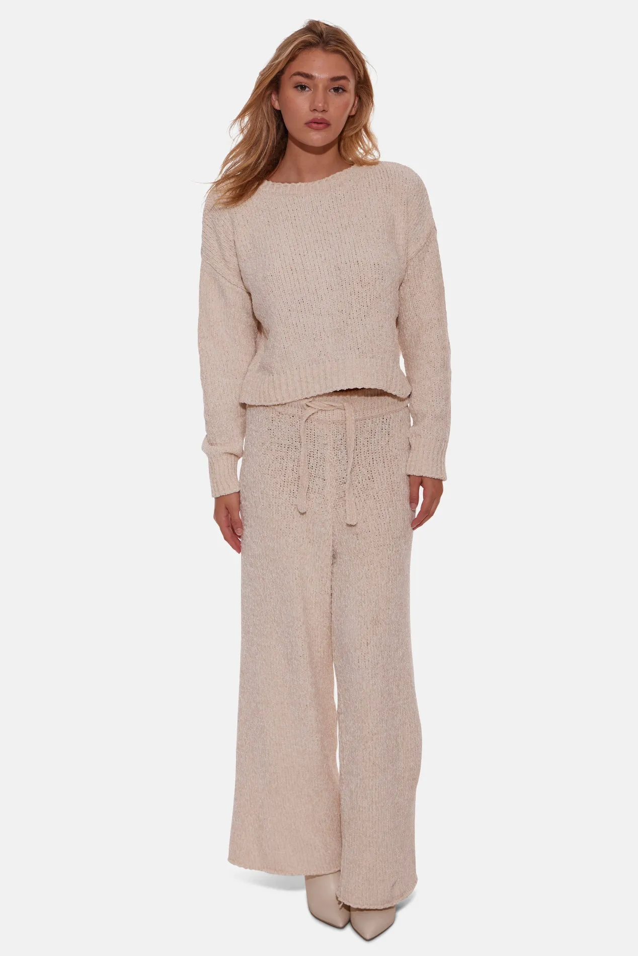 Miley Chenille Wide Leg Pant Cream sold by Blue & Cream
