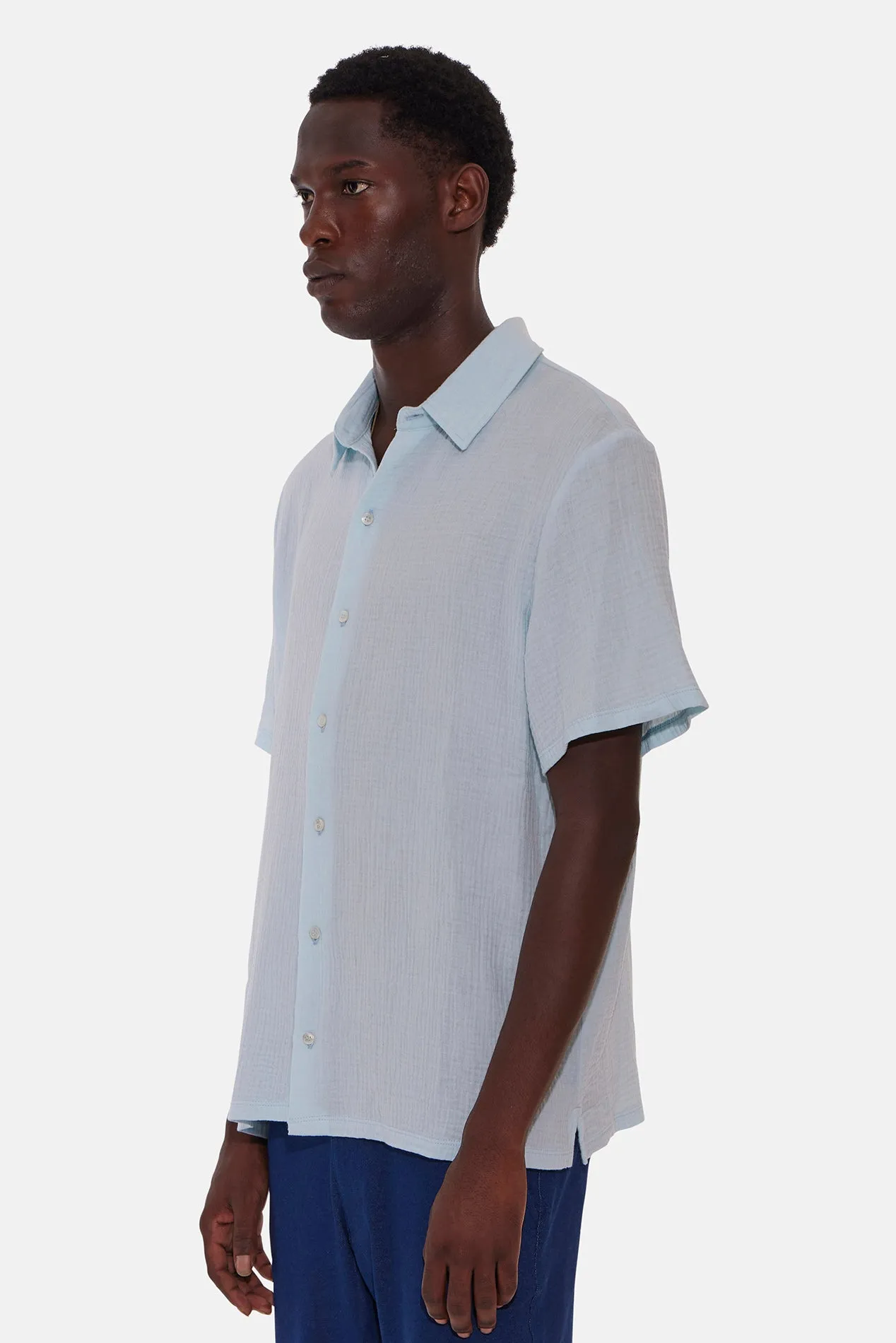 Gauze Short Sleeve Buttondown Light Blue sold by Blue & Cream product image thumbnail 2