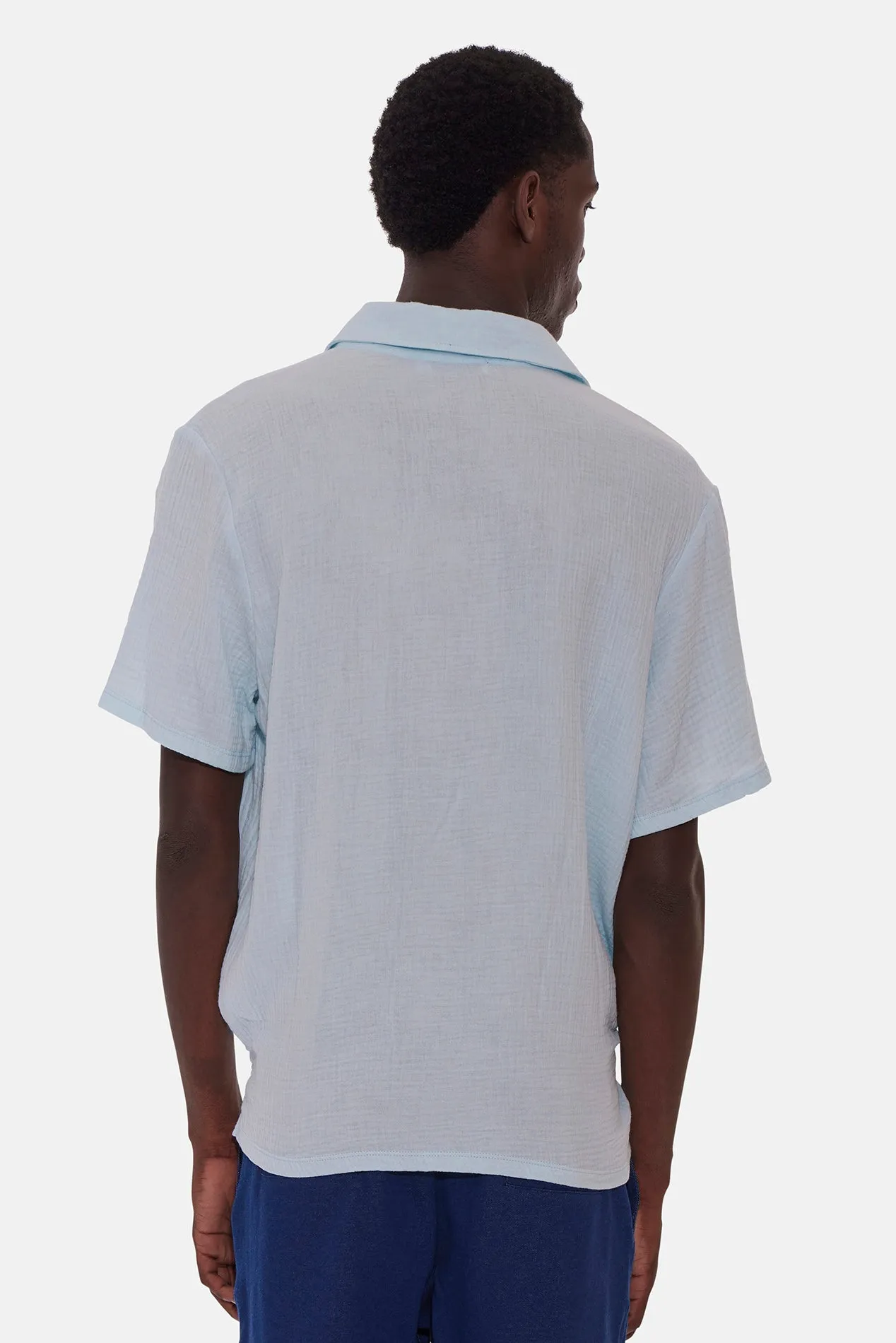 Gauze Short Sleeve Buttondown Light Blue sold by Blue & Cream product image thumbnail 3