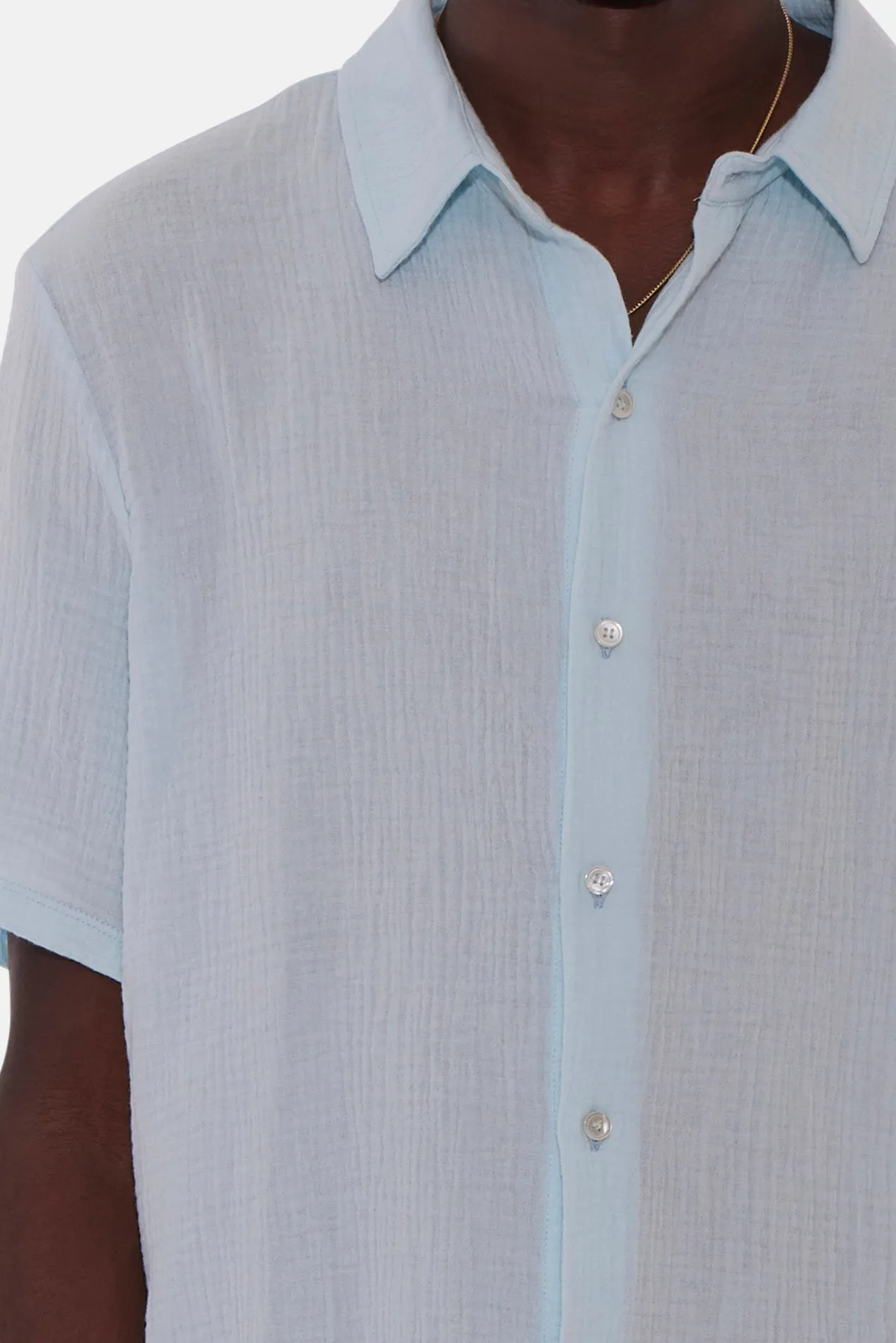 Gauze Short Sleeve Buttondown Light Blue sold by Blue & Cream product image thumbnail 5