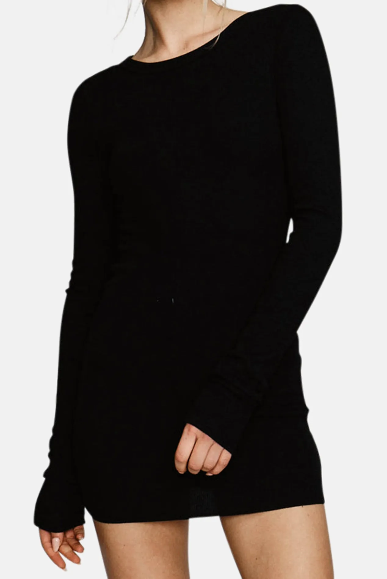 Long Sleeve Crewneck Dress Mini Black sold by Blue & Cream product image thumbnail 3