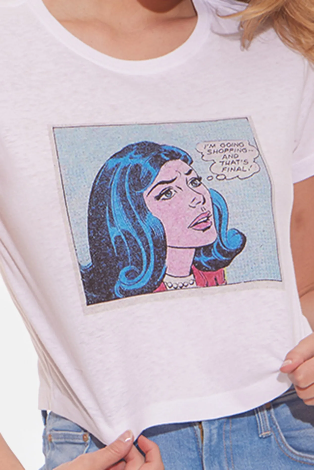 Shopping Comic Crop Tee White sold by Blue & Cream product image thumbnail 3