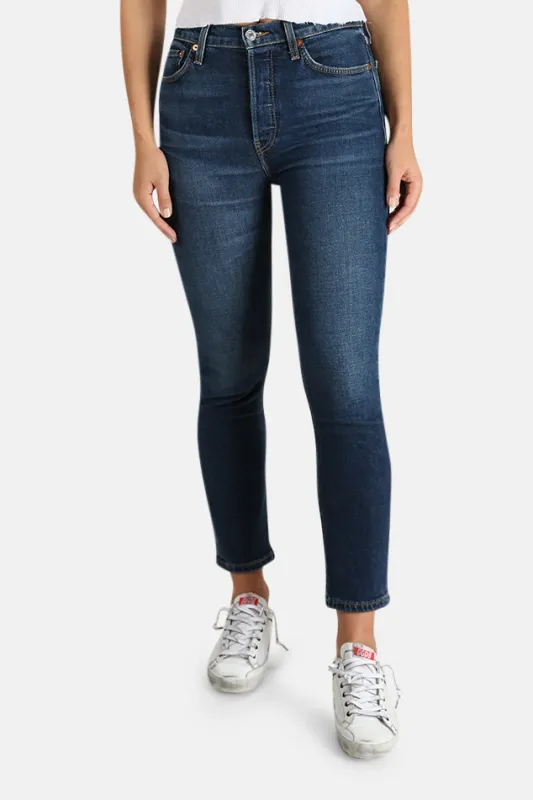 Comfort Stretch High Rise Crop Jean Midnight Blue sold by Blue & Cream