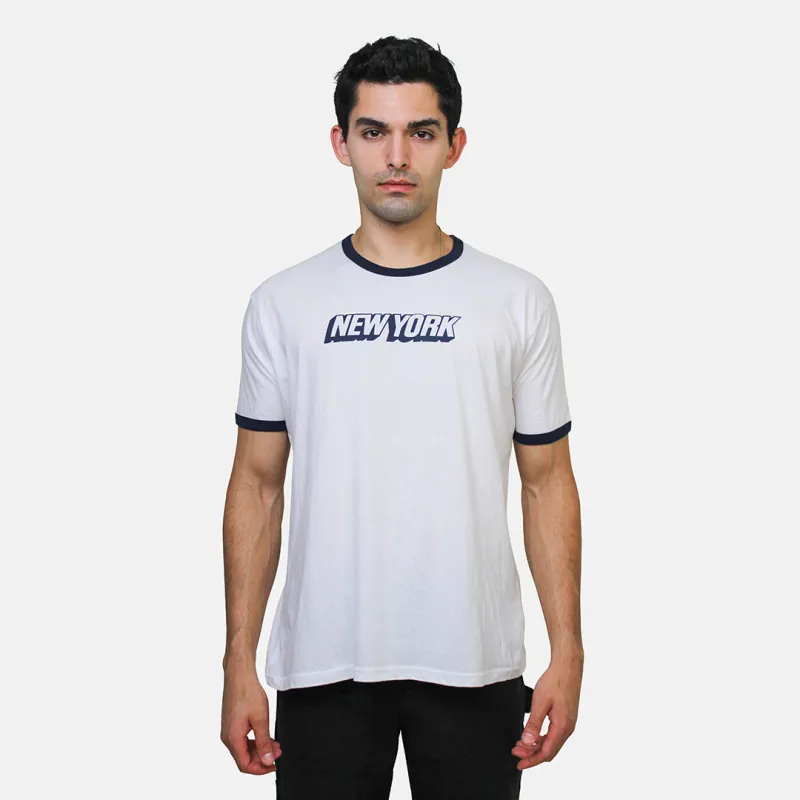 New York Ringer Tee White/Navy sold by Blue & Cream