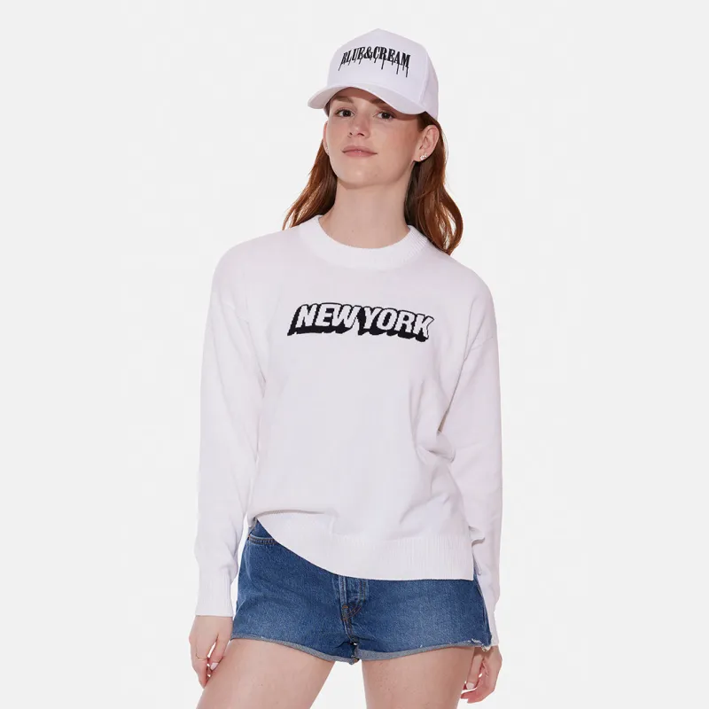 New York Cotton Crewneck White sold by Blue & Cream