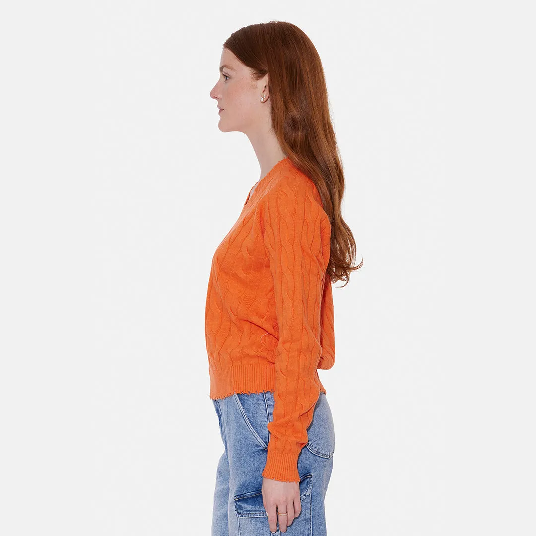 Amber Cable V Neck Sweater Bright Orange sold by Blue & Cream product image thumbnail 2