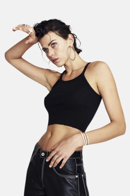 Cropped Rib Tank Black sold by Blue & Cream