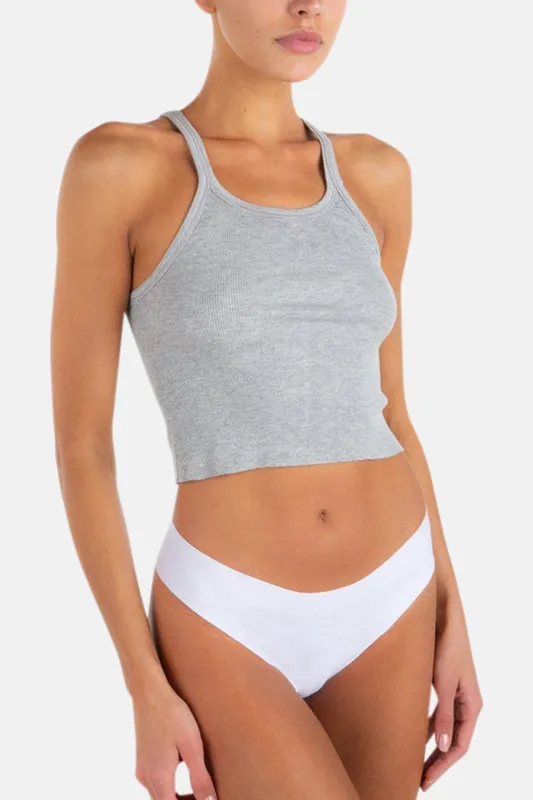 Cropped Rib Tank Heather Grey made by Eterne
