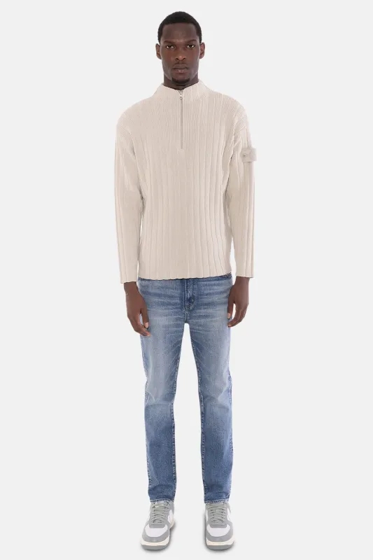 Ghost Piece Quarter Zip Sweater Khaki sold by Blue & Cream