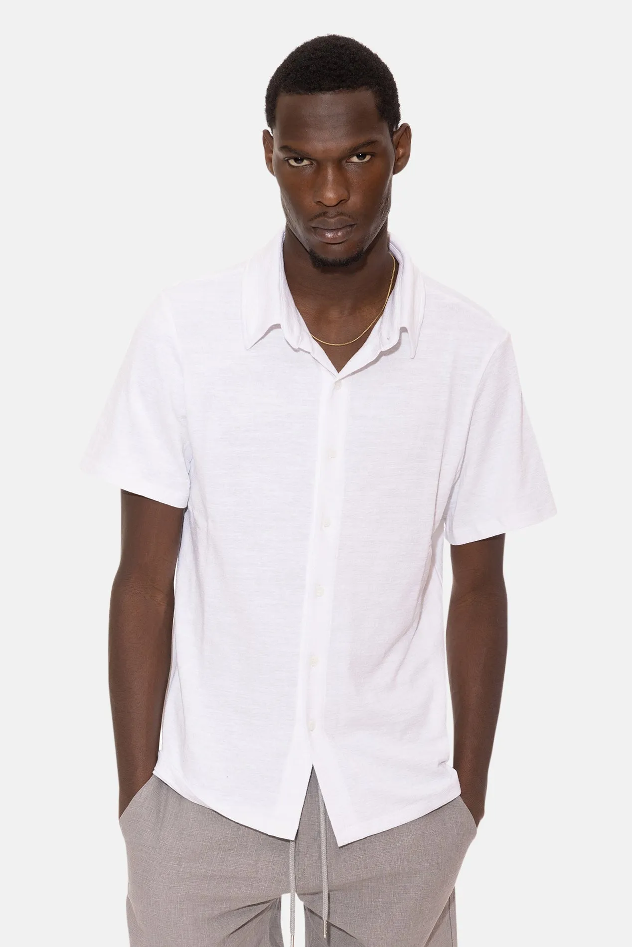 Short Sleeve Buttondown Jersey White sold by Blue & Cream