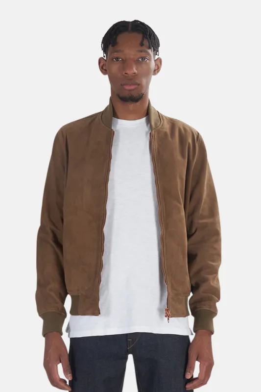 Leather Suede Bomber Beige made by President's