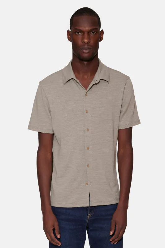 Short Sleeve Slub Buttondown Sage sold by Blue & Cream