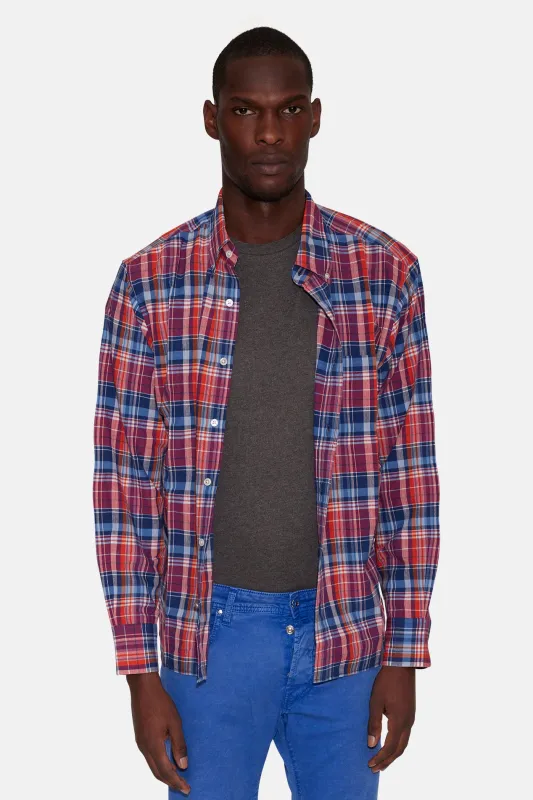 N5 Classic Shirt Red Multi Check sold by Blue & Cream